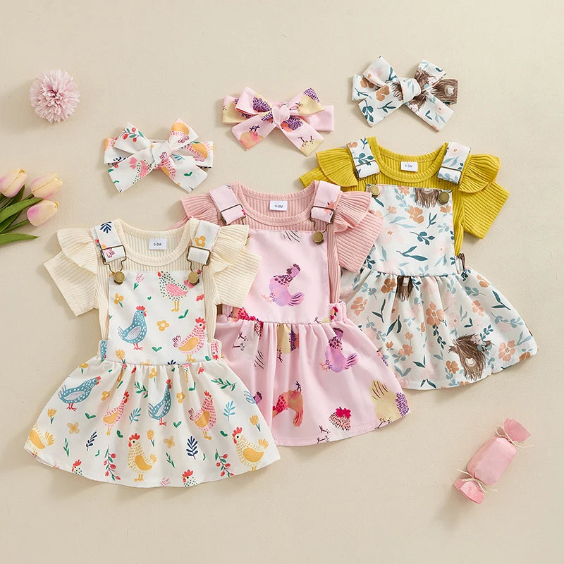 Conjunto Infantil Feminino 3 Peças Florzinhas Fazendinha