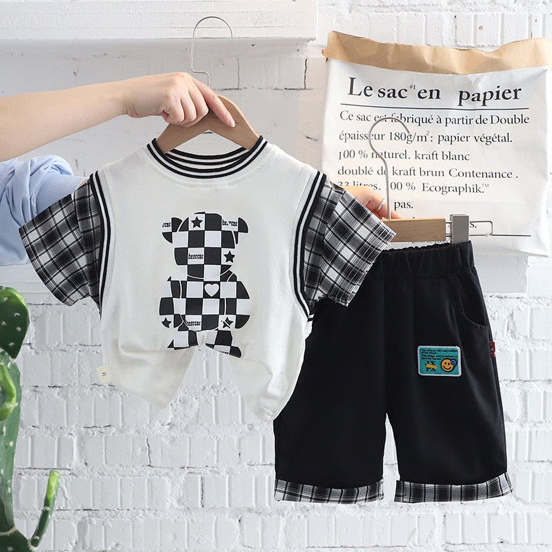 Conjunto Infantil Masculino Xadrez Ursinho