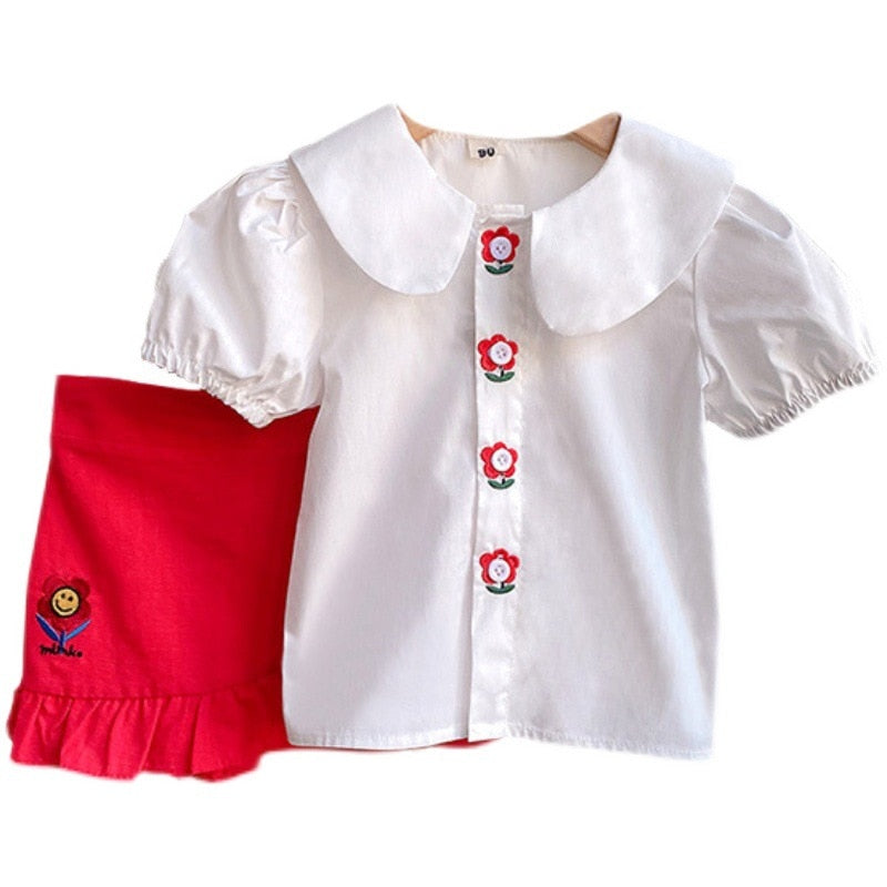 Conjunto Infantil Feminino Florzinha e Saia