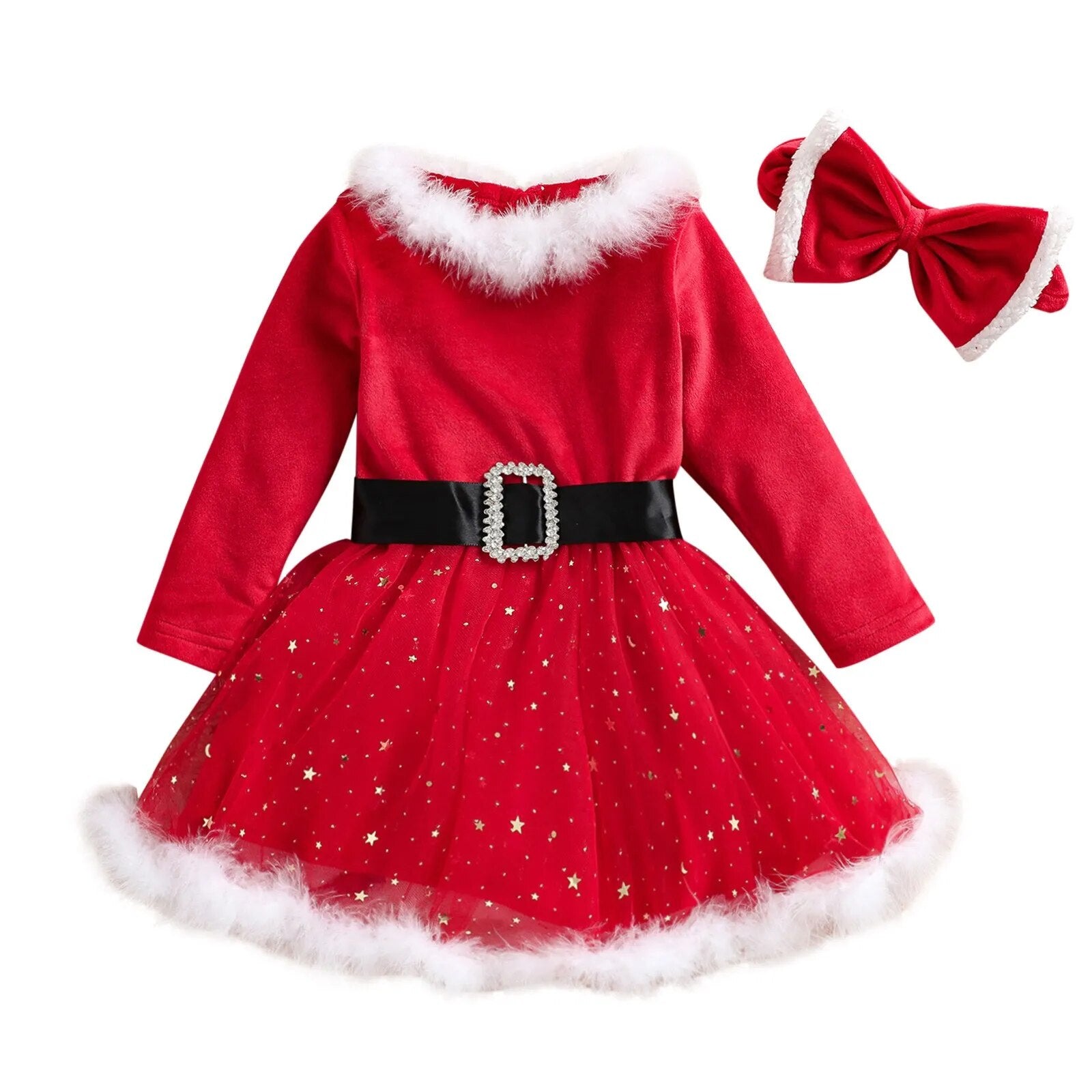 Vestido Infantil Natal Plush Cintinho