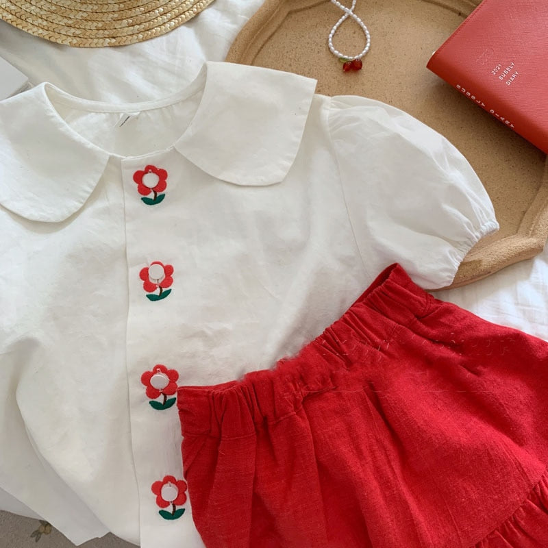 Conjunto Infantil Feminino Florzinha e Saia