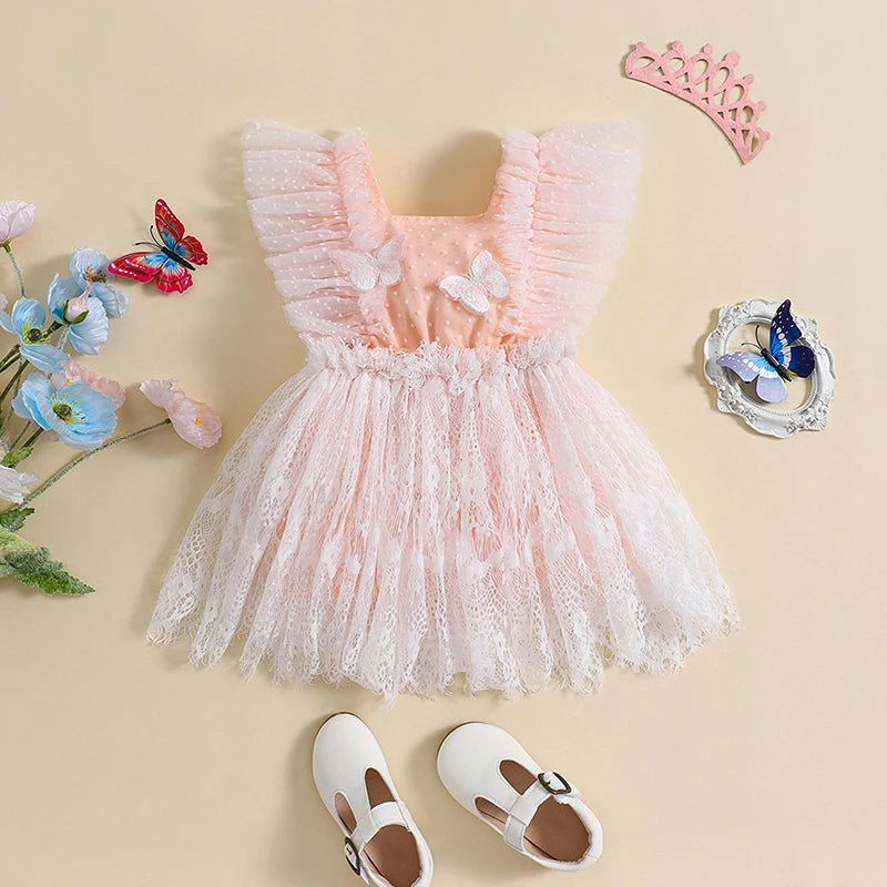 Vestido Infantil Borboletinhas e Tule