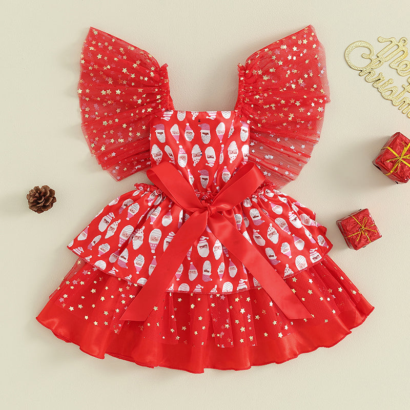 Vestido Infantil Natal Tule Estrelinhas