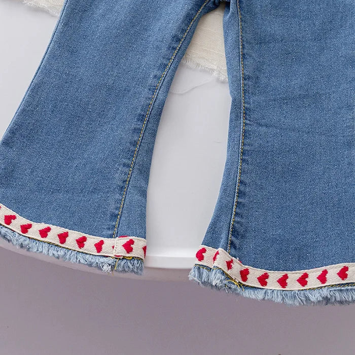 Calça Infantil Feminina Jeans Coraçõeszinhos