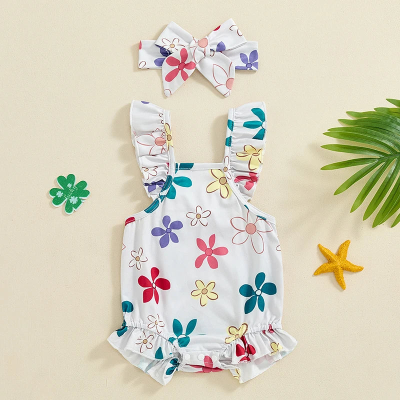 Body Infantil Feminino Verão Florzinhas