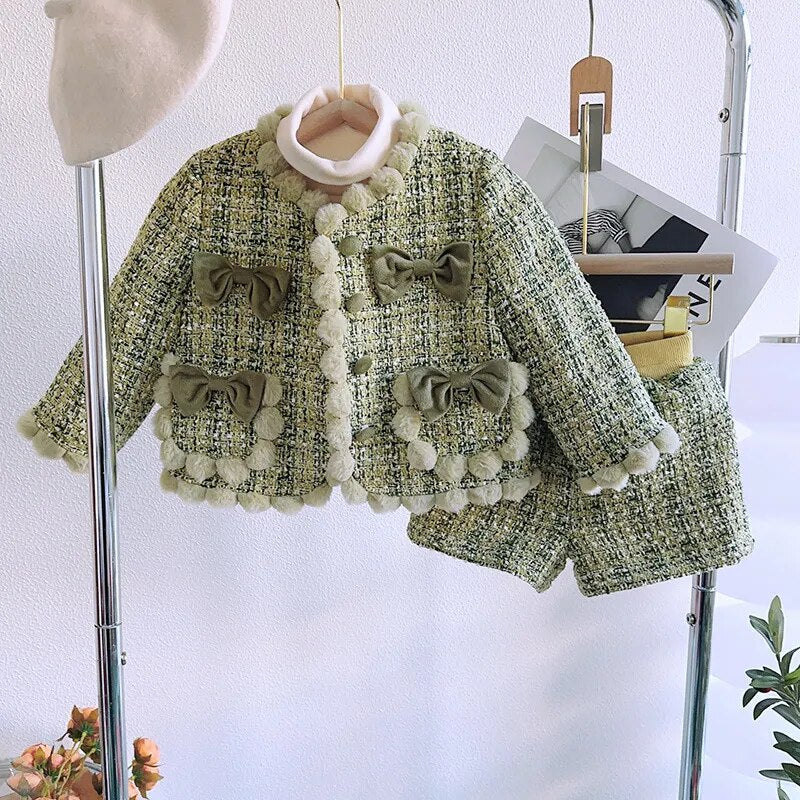 Conjunto Infantil Feminino Tweed Laçinho