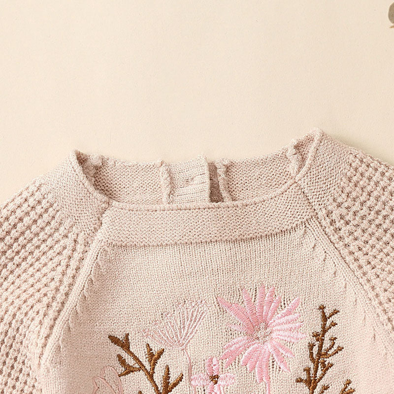 Body Infantil Feminino Bordado Flores Cordãozinho