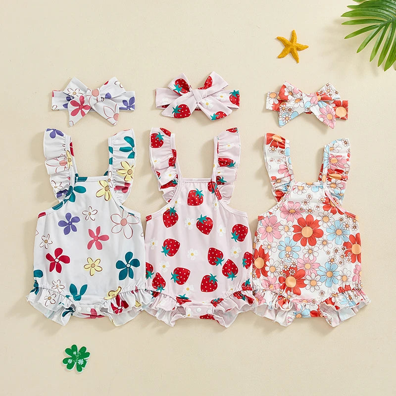 Body Infantil Feminino Verão Florzinhas