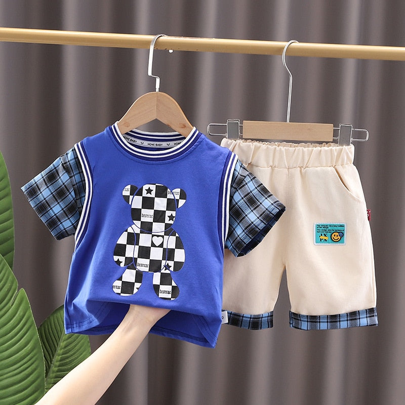 Conjunto Infantil Masculino Xadrez Ursinho