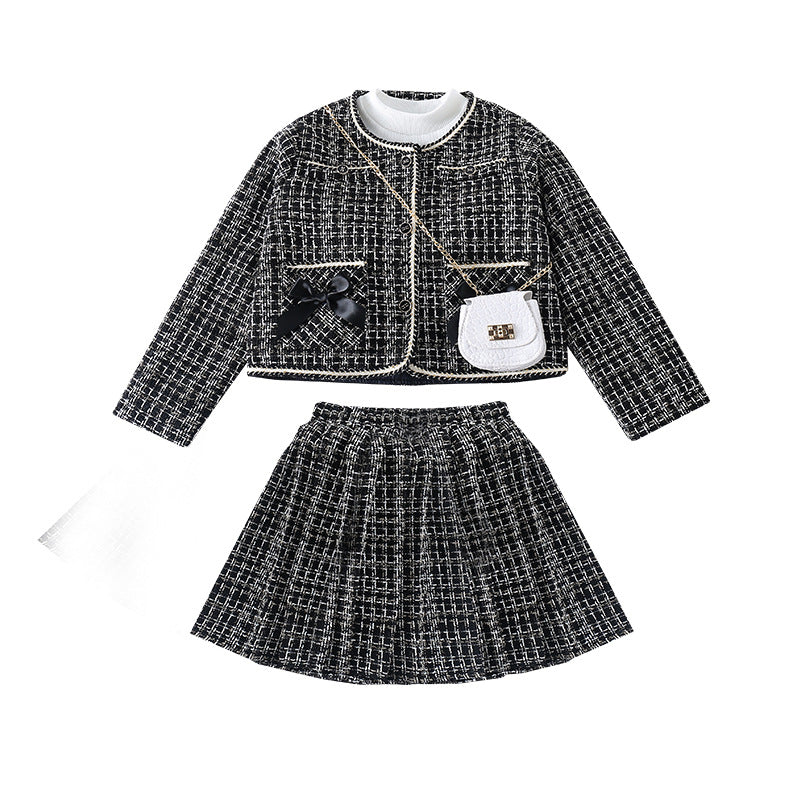 Conjunto Infantil Feminino Tweed Laçinho