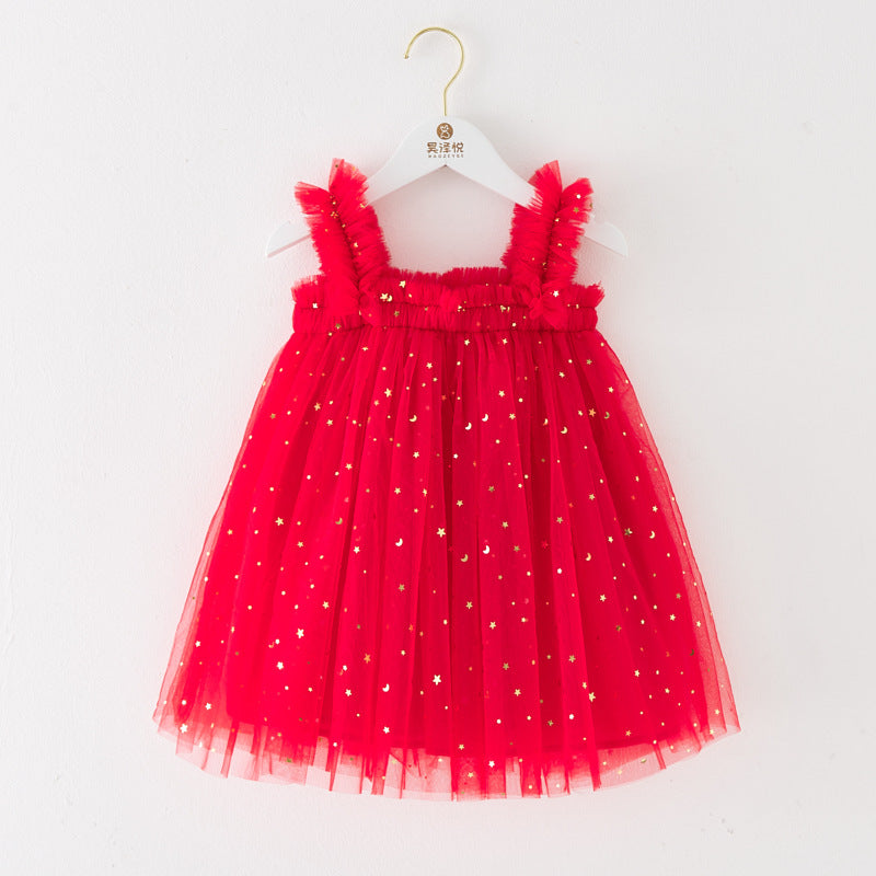 Vestido Infantil Tule Estrelinhas