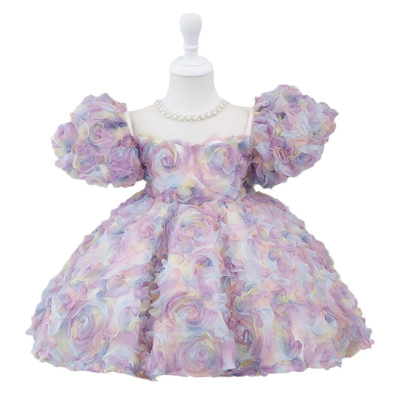 Vestido De Festa Infantil Floral Cores