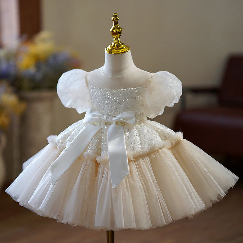 Vestido Infantil Brilhante Laçinho