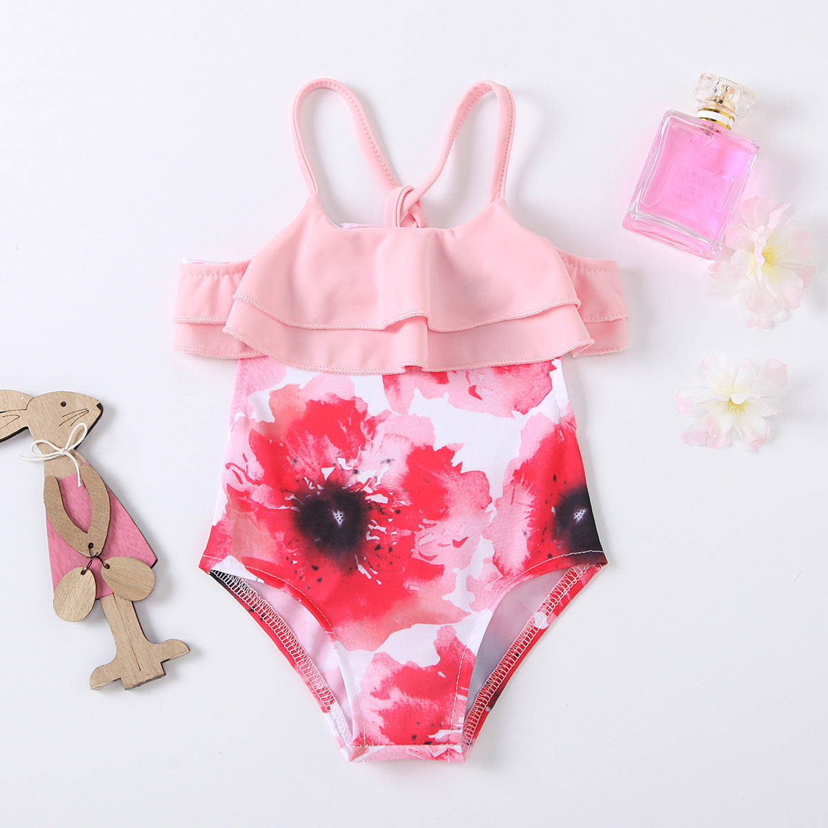 Maiô Infantil Rosa Floral