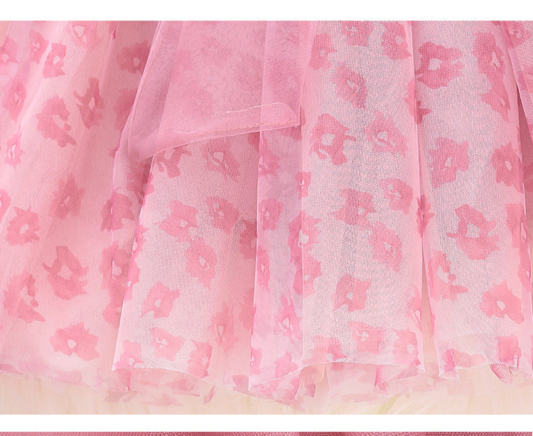 Vestido Infantil Rosa Florzinhas e Laçinho