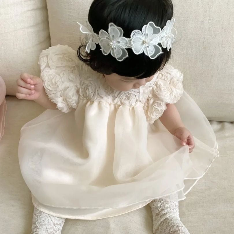 Vestido Infantil Tule e Florzinhas