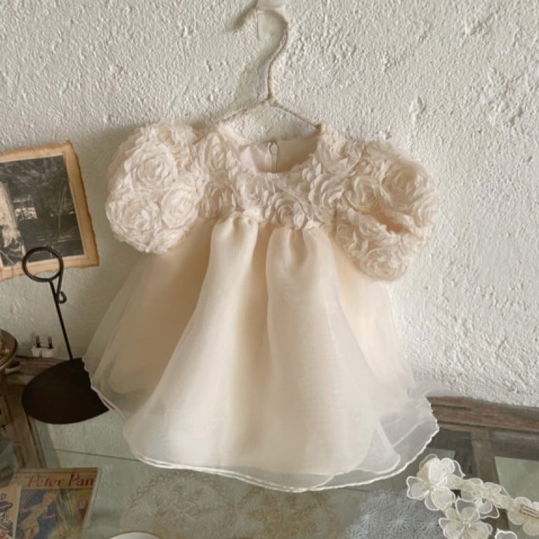 Vestido Infantil Tule e Florzinhas