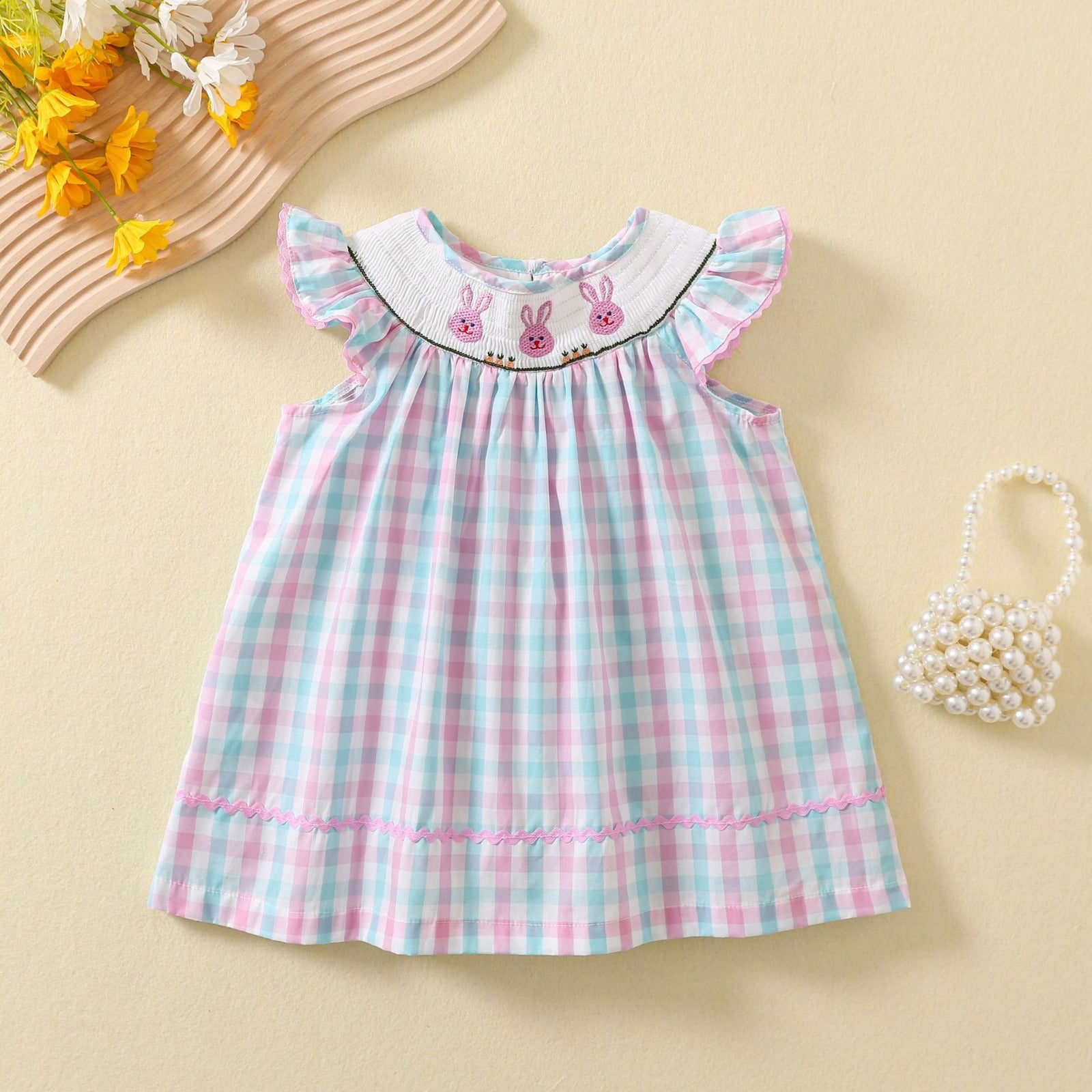 Vestido Infantil Xadrez Coelhinhos