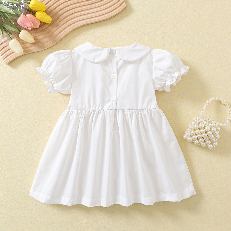 Vestido Infantil Branco Rosinhas