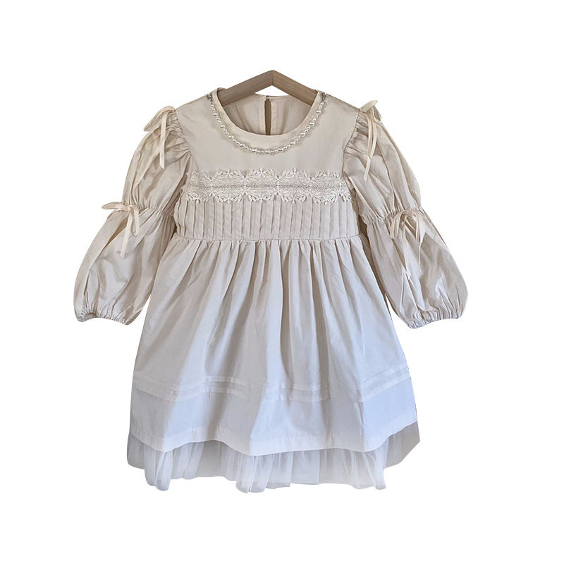 Vestido Infantil Manga Longa Pérolas