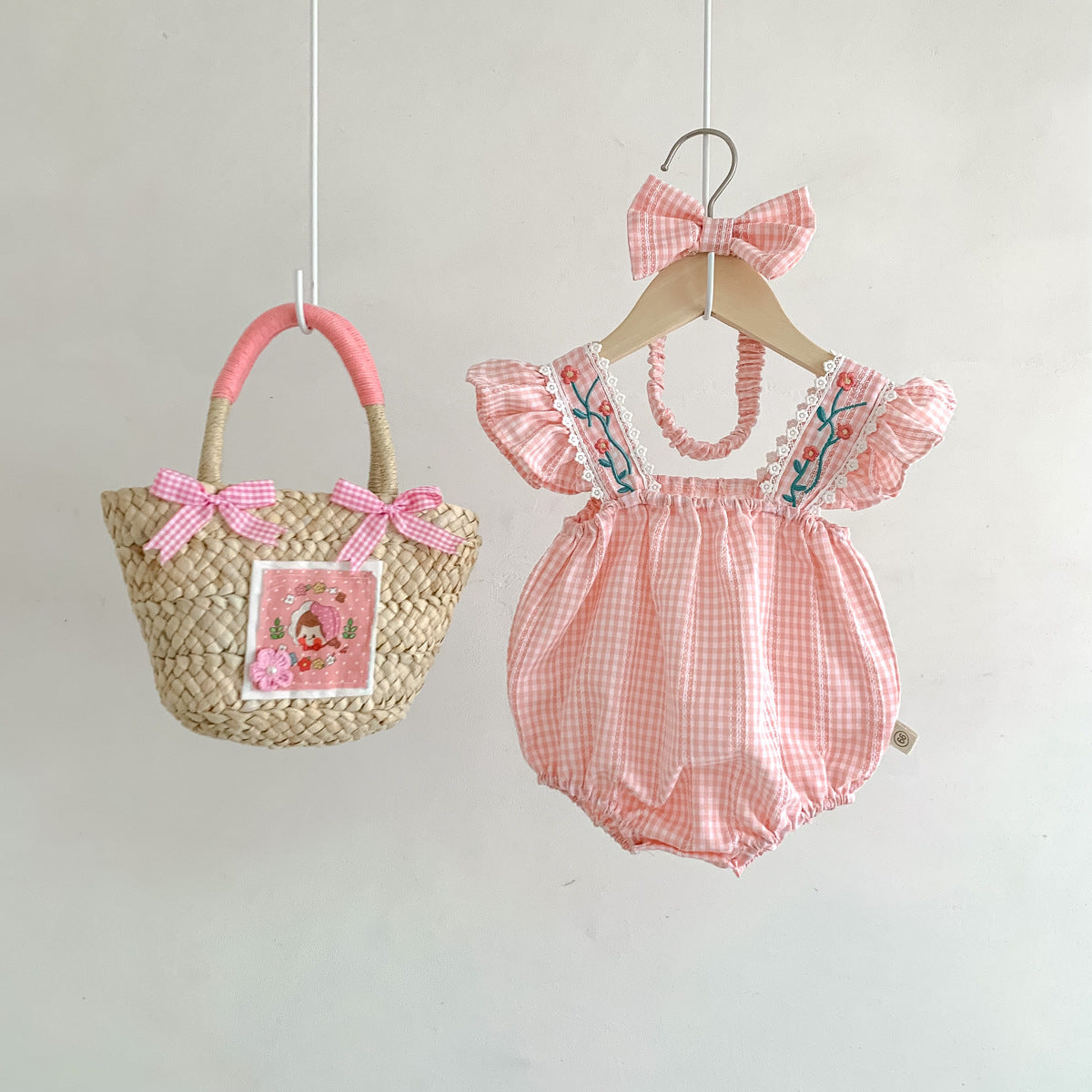 Body Infantil Feminino Xadrez Florzinhas