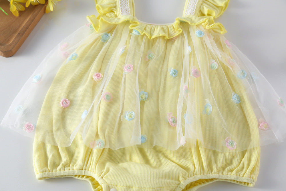 Body Infantil Feminino Tule Florzinhas Coloridas