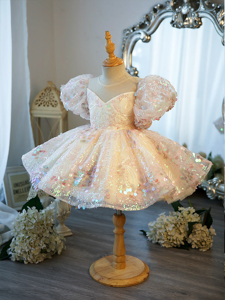 Vestido De Festa Infantil Brilhante Laçinho