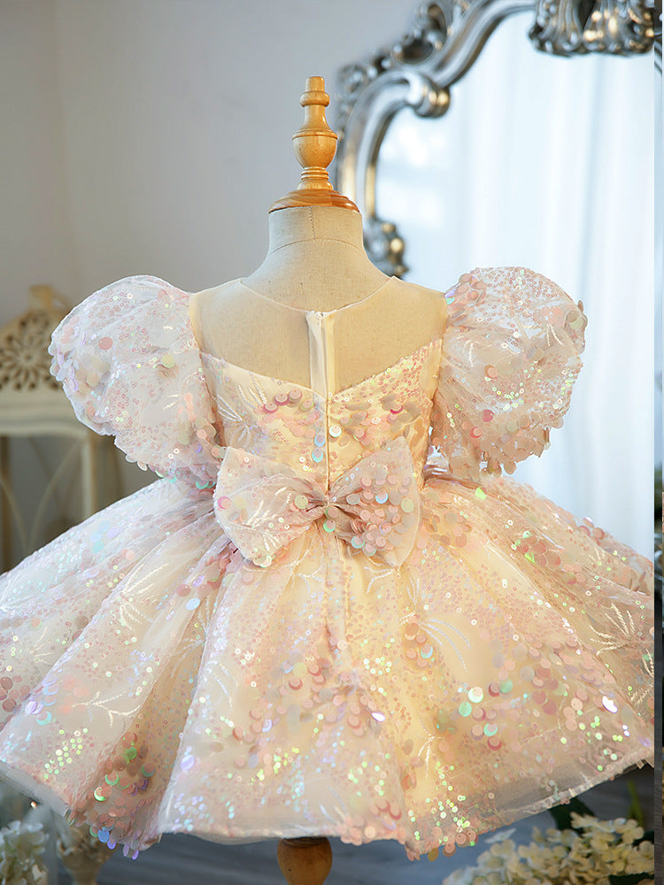 Vestido De Festa Infantil Brilhante Laçinho