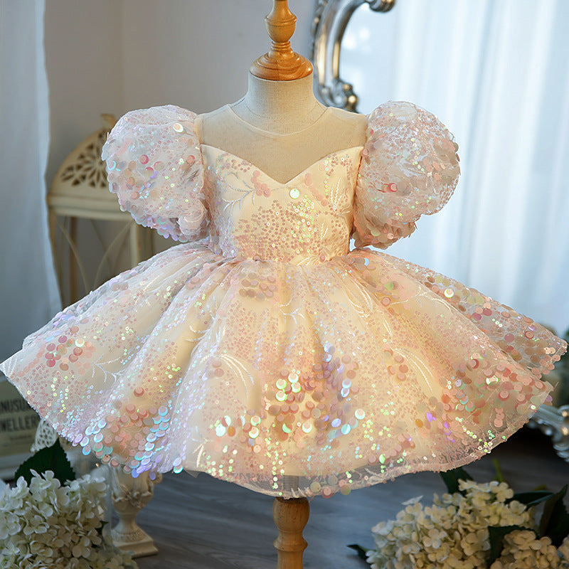 Vestido De Festa Infantil Brilhante Laçinho