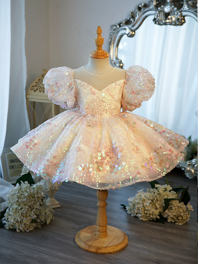 Vestido De Festa Infantil Brilhante Laçinho