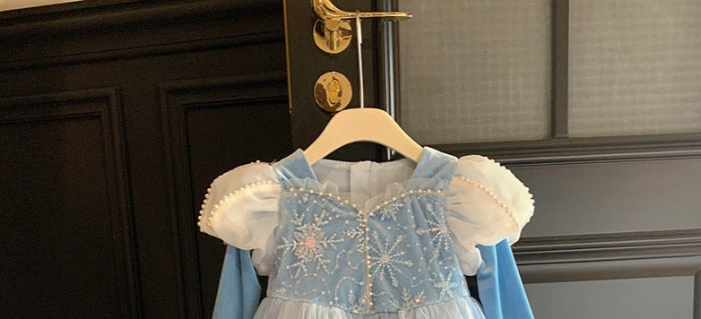 Vestido Infantil Azul Tule Princesa