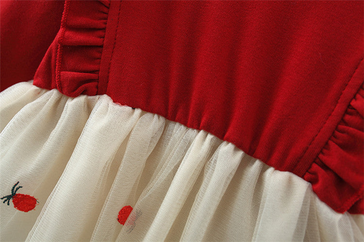 Vestido Infantil Vermelho Laço Frutinha