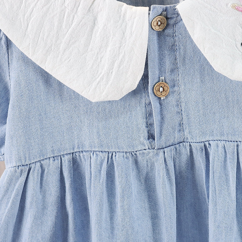 Vestido Infantil Jeans Orelhinhas