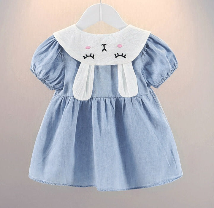 Vestido Infantil Jeans Orelhinhas