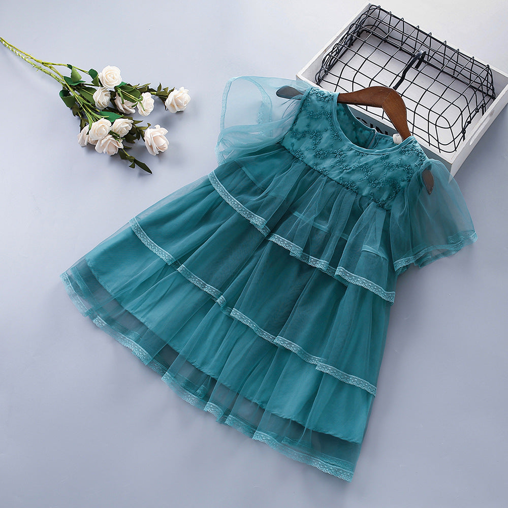 Vestido Infantil Verde Tule