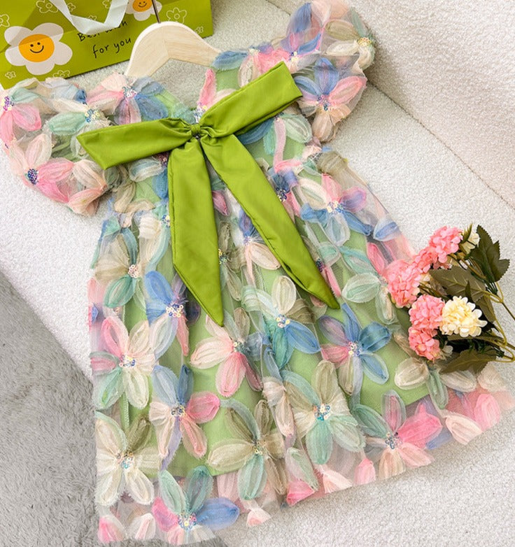 Vestido Infantil Floral + Laçinho