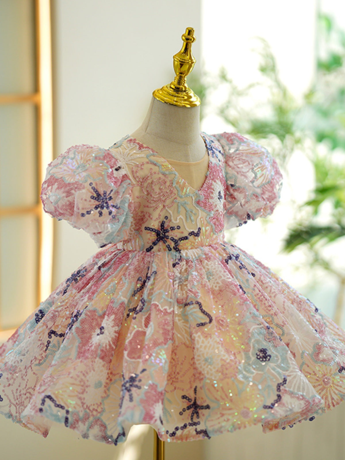 Vestido Infantil De Festa Floral e Laçinho