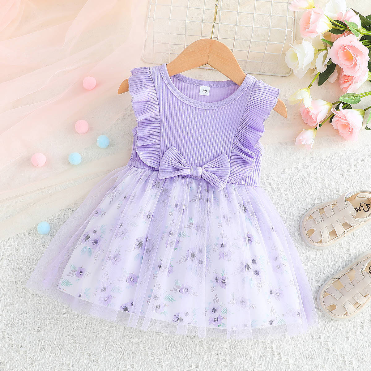 Vestido Infantil Floral Laçinho