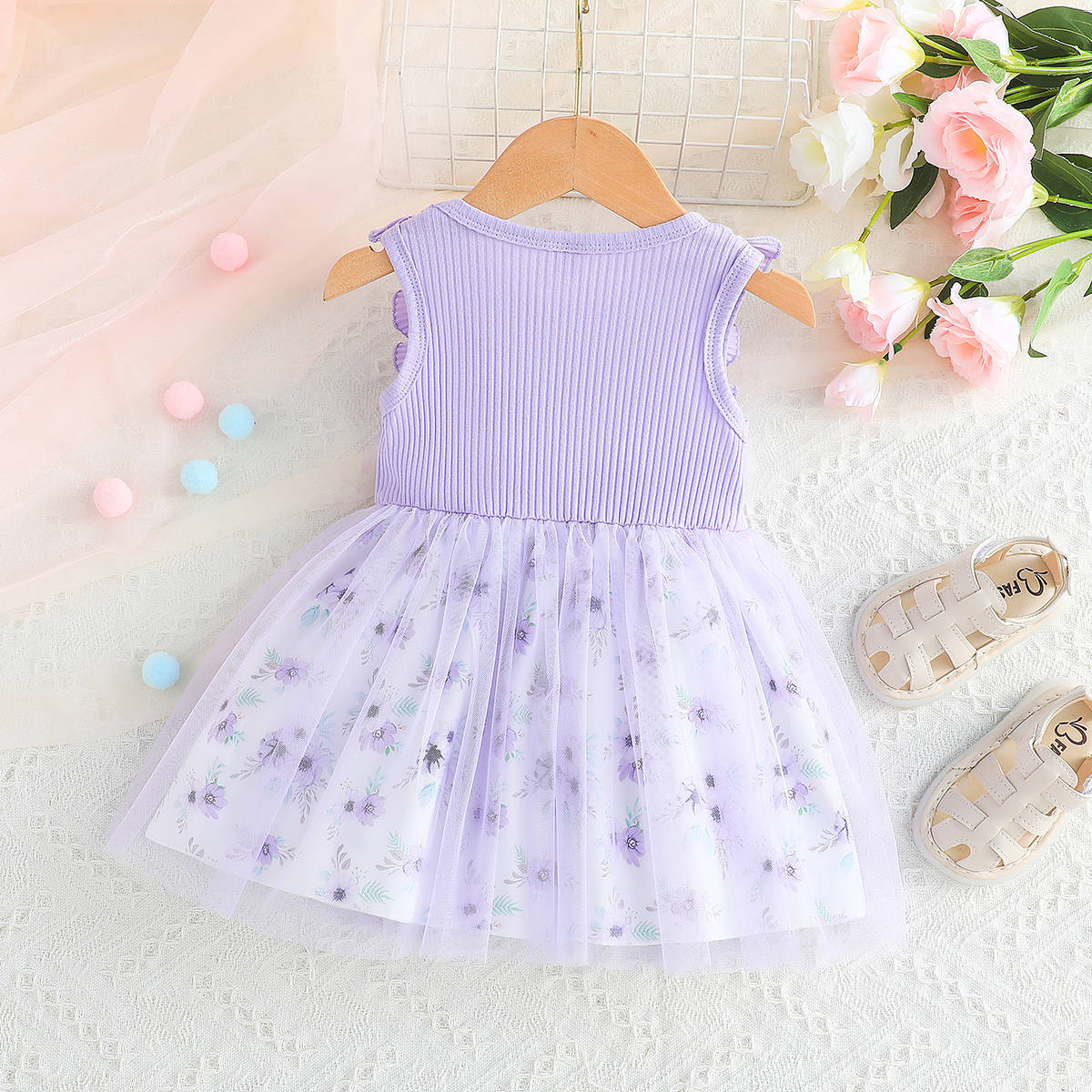 Vestido Infantil Floral Laçinho