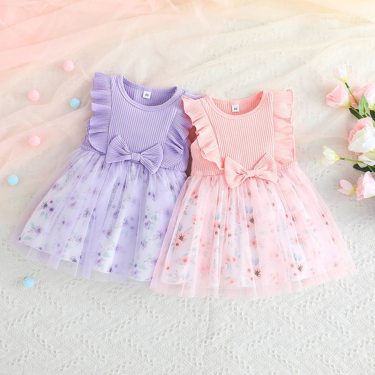 Vestido Infantil Floral Laçinho