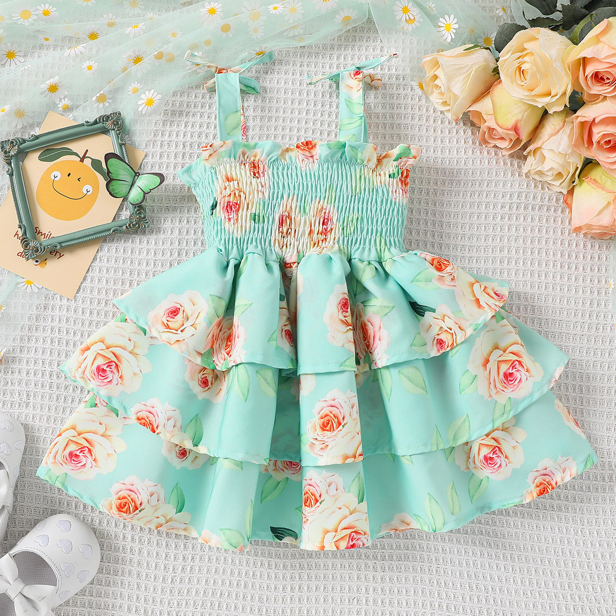 Vestido Infantil Floral Camadinhas