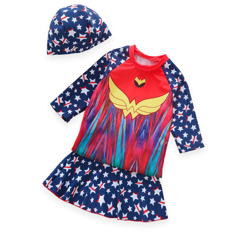 Conjunto Infantil De Banho Mulher Maravilha