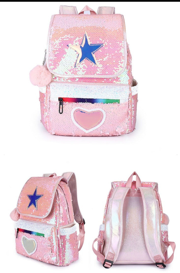 Mochila Escolar Estrelinha e Coração