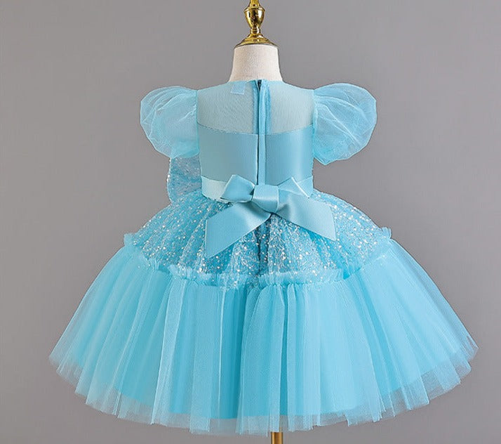 Vestido Infantil De Festa Brilhante Laço