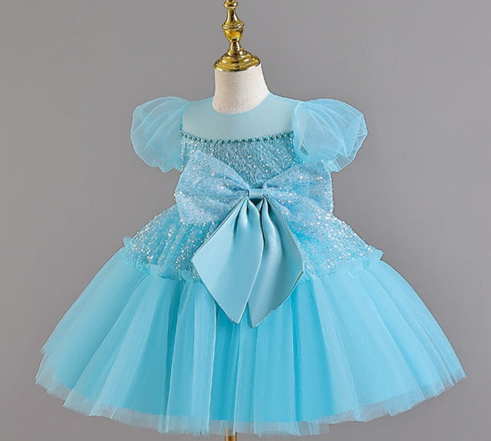 Vestido Infantil De Festa Brilhante Laço