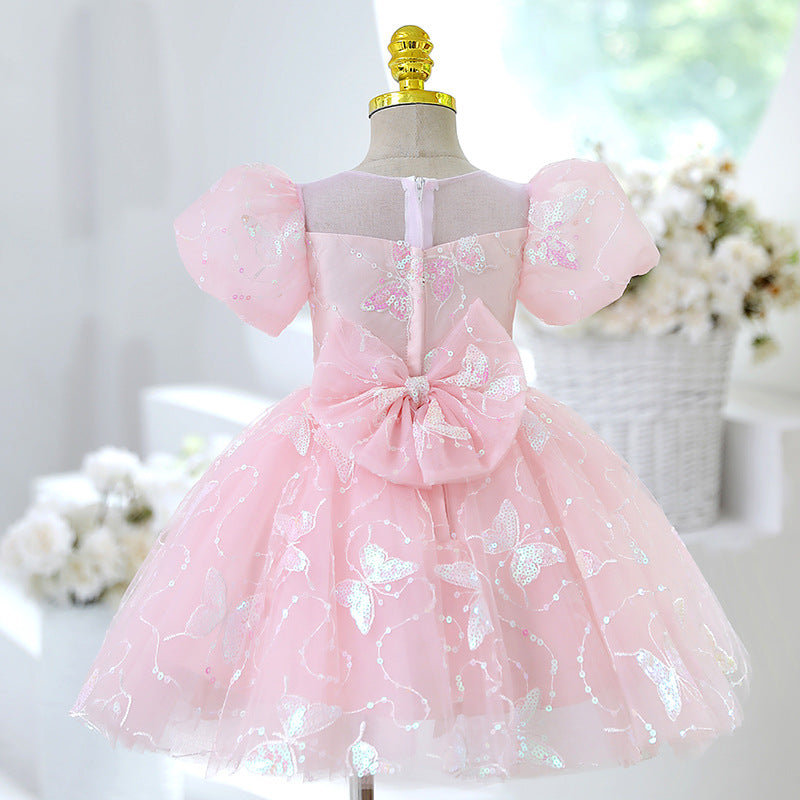 Vestido Infantil Borboletas Brilhante