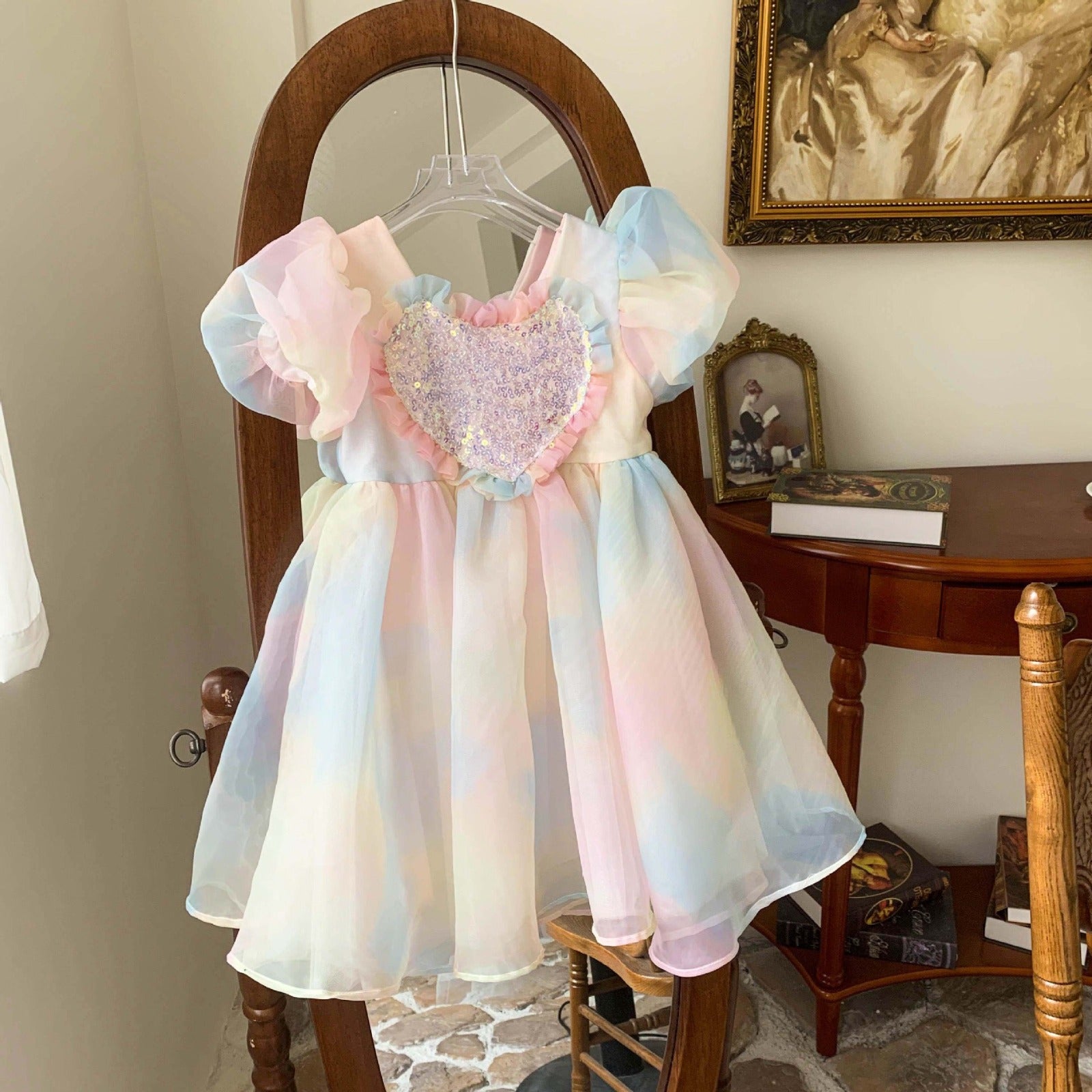 Vestido Infantil Coração Brilhante