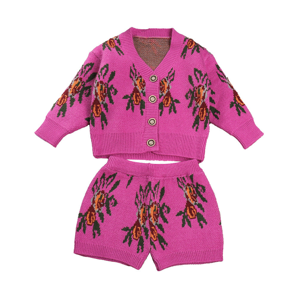 Conjunto Infantil Feminino Rosa Floral