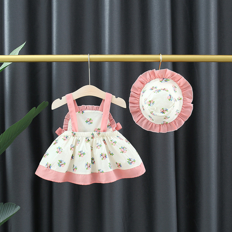 Vestido Infantil Florzinhas e Laçinhos + Chapéu