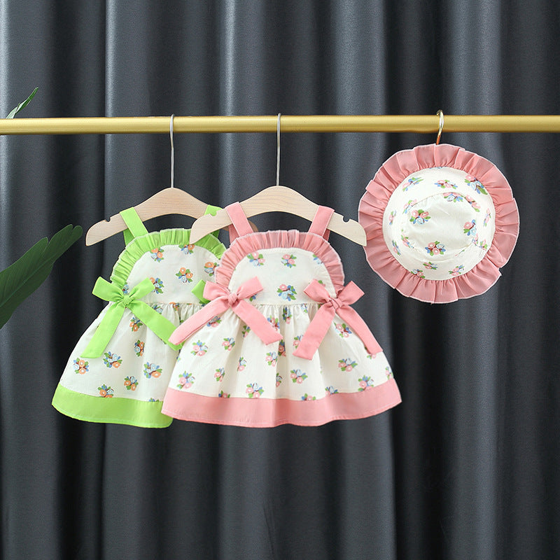 Vestido Infantil Florzinhas e Laçinhos + Chapéu